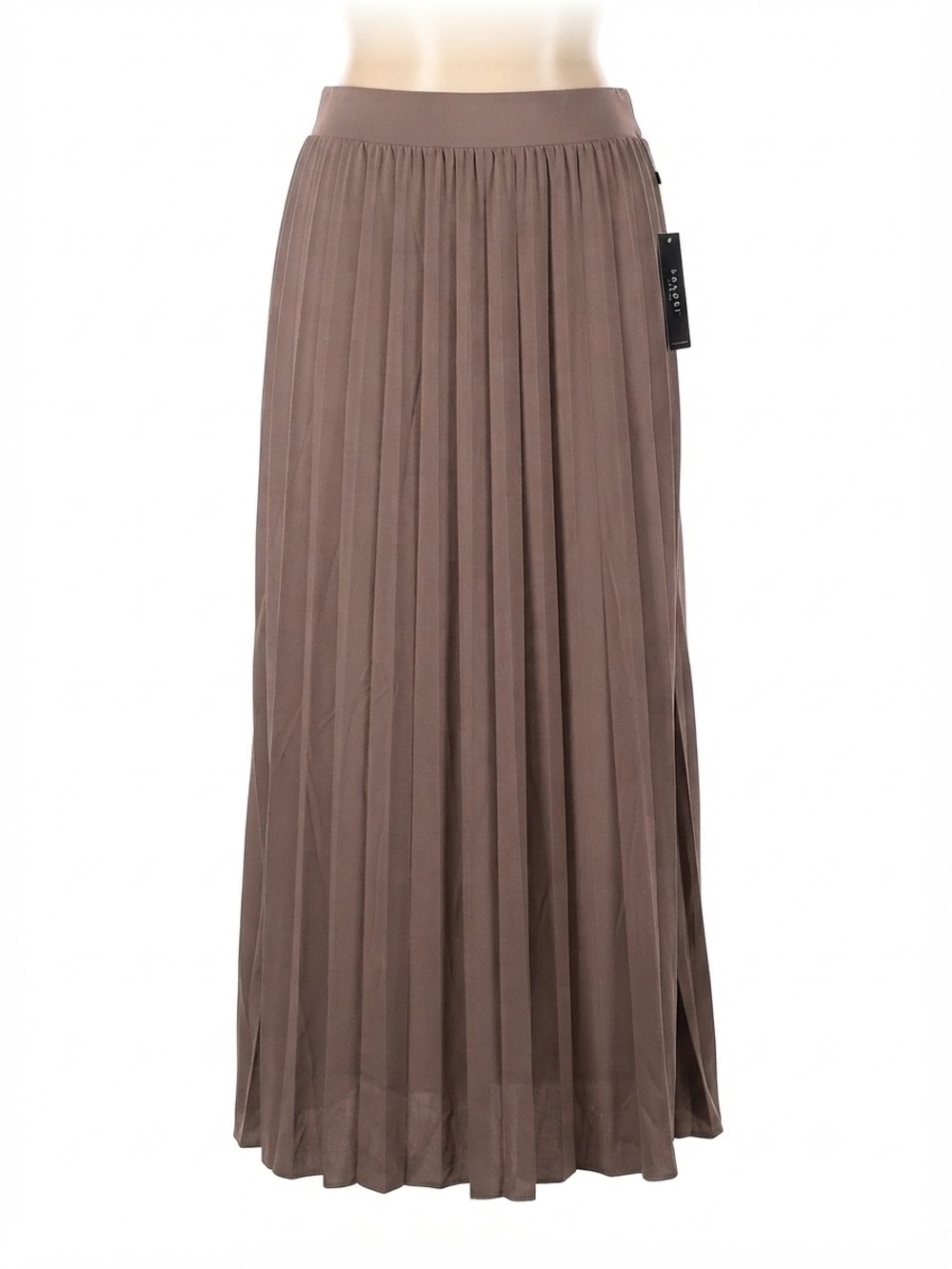 New Mix Pleated Maxi Skirt in Taupe Brown